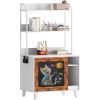 Graffiti the litter box Enclosure with 2 Storage Shelves and 1 Doors, Hidden Cat Litter Box Enclosure Furniture with Shelf, Indoor Cat House Furniture